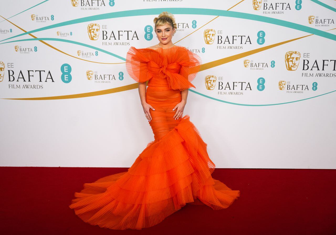 LONDON, ENGLAND - FEBRUARY 19: Florence Pugh attends the EE BAFTA Film Awards 2023 at The Royal Festival Hall on February 19, 2023 in London, England. (Photo by Samir Hussein/WireImage)
