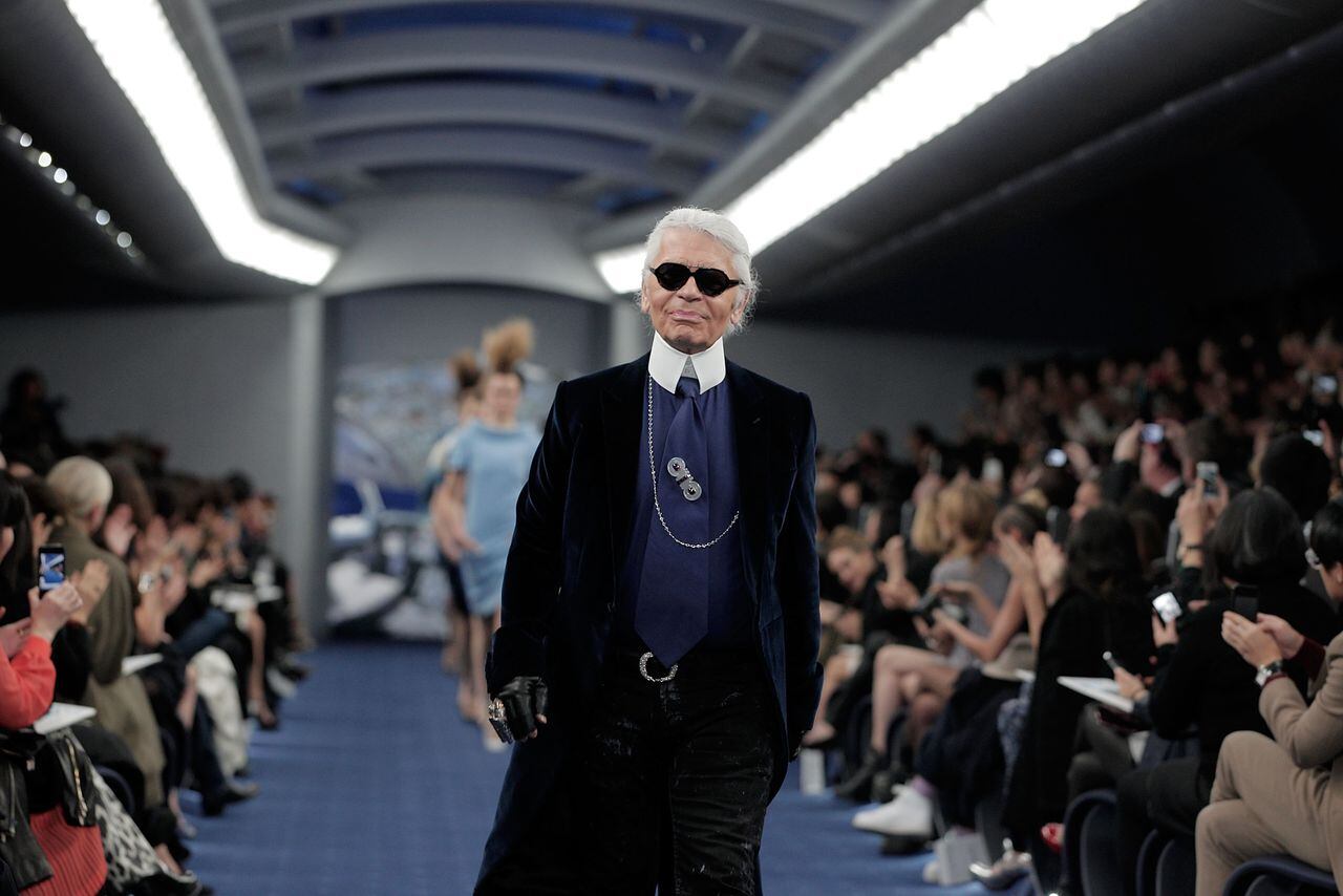 TOKYO, JAPAN - MARCH 22:  Designer Karl Lagerfeld walks on the runway during the Chanel 2012 Spring/Summer Haute Couture Collection Show at Shinjuku Gyoen Park on March 22, 2012 in Tokyo, Japan.  (Photo by Adam Pretty/Getty Images for Chanel)