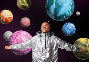 Gen Z person surrounded by planets