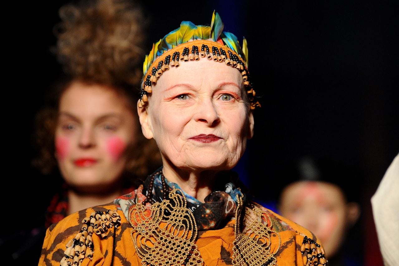 PARIS, FRANCE - MARCH 01:  Fashion designer Vivienne Westwood walks the runway during the Vivienne Westwood show as part of the Paris Fashion Week Womenswear Fall/Winter 2014-2015 on March 1, 2014 in Paris, France.  (Photo by Francois Durand/Getty Images)