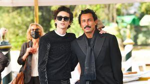 VENICE, ITALY - SEPTEMBER 03: Haider Ackermann and Timothèe Chalamet are seen arriving at the 78th Venice International Film Festival on September 03, 2021 in Venice, Italy. (Photo by Jacopo Raule/Getty Images)