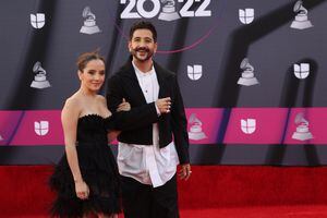 LAS VEGAS, NV - NOVEMBER 17: Evaluna and Camilo attend the red carpet during the 23rd Annual Latin GRAMMY Awards at Michelob ULTRA Arena on November 17, 2022 in Las Vegas, Nevada. (Photo by Omar Vega/FilmMagic)