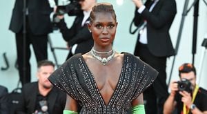 VENICE, ITALY - AUGUST 31: Jodie Turner-Smith attends the "White Noise" and opening ceremony red carpet at the 79th Venice International Film Festival on August 31, 2022 in Venice, Italy. (Photo by Stephane Cardinale - Corbis/Corbis via Getty Images)