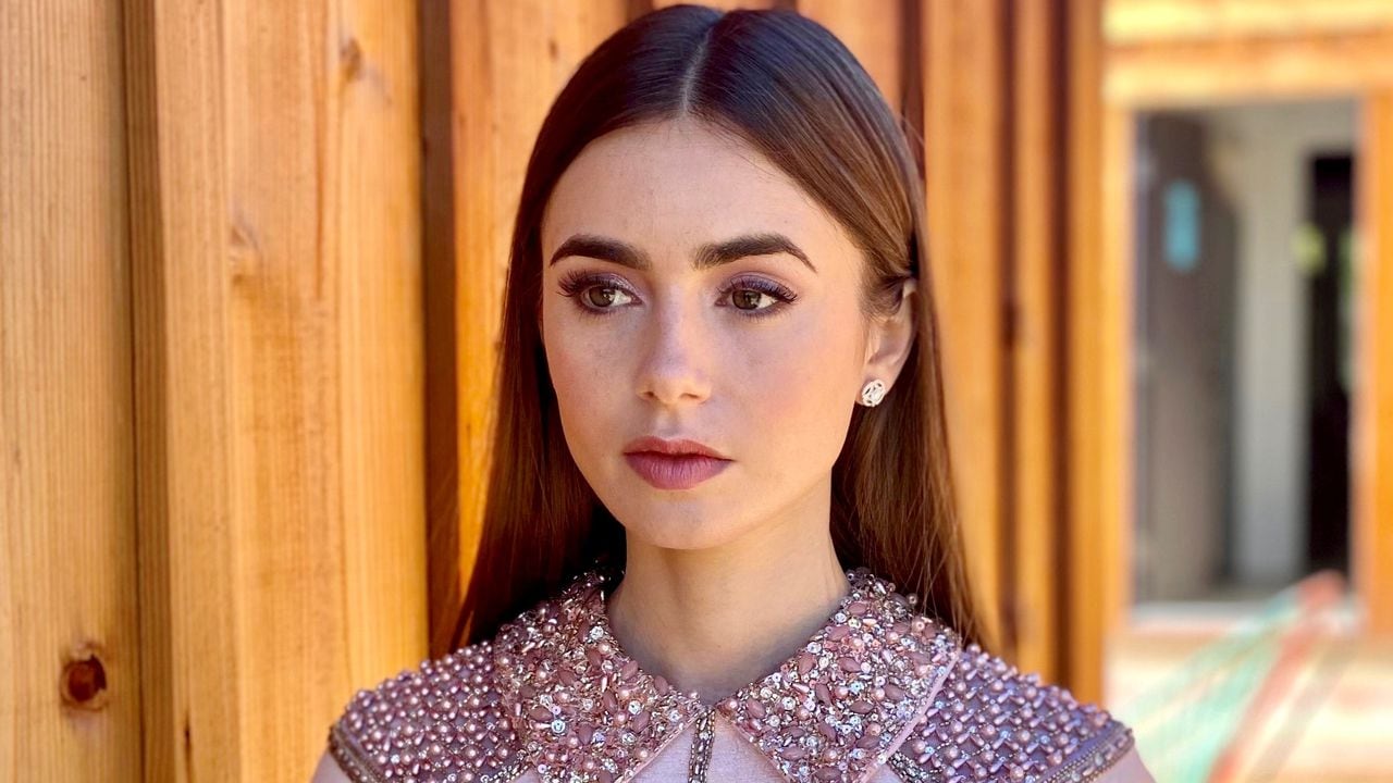 OJAI, CA - FEBRUARY 22:  Lily Collins is seen in her award show look for the 27th Annual Screen Actors Guild Awards on February 22, 2021 in Ojai, California. Due to COVID-19 restrictions the 2021 SAG Awards will be a one-hour, pre-taped event airing April 4 on TNT and TBS.  (Photo by Megan Gray via Getty Images)