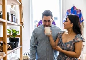 Young couple shopping in a female owned small business
