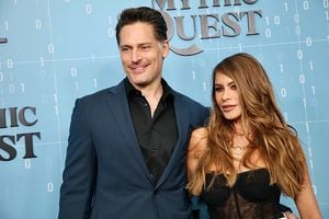 HOLLYWOOD, CALIFORNIA - NOVEMBER 09: (L-R) Joe Manganiello and Sofia Vergara attend the premiere for Apple's "Mythic Quest" Season 3 at Linwood Dunn Theater at the Pickford Center for Motion Study on November 09, 2022 in Hollywood, California. (Photo by Robin L Marshall/WireImage)