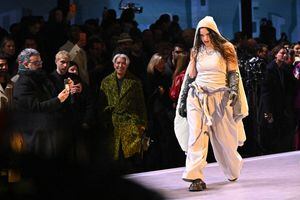 PARIS, FRANCE - JANUARY 19: (EDITORIAL USE ONLY - For Non-Editorial use please seek approval from Fashion House) Singer Rosalia walks the runway during the Louis Vuitton Menswear Fall-Winter 2023-2024 show as part of Paris Fashion Week on January 19, 2023 in Paris, France. (Photo by Stephane Cardinale - Corbis/Corbis via Getty Images)