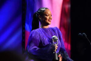PASADENA, CALIFORNIA - FEBRUARY 22: Rihanna accepts the President’s Award onstage during the 51st NAACP Image Awards, Presented by BET, at Pasadena Civic Auditorium on February 22, 2020 in Pasadena, California. (Photo by Paras Griffin/Getty Images for BET)