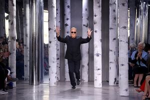 NEW YORK, NEW YORK - FEBRUARY 15: Michael Kors walks the runway finale during the Michael Kors Collection Fall/Winter 2023 Runway Show on February 15, 2023 in New York City. (Photo by JP Yim/Getty Images for Michael Kors)