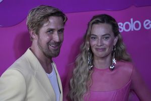 Actors Ryan Gosling and Margot Robbie pose for a photo on the red carpet of the Barbie movie in Mexico City, Thursday, July 6, 2023. (AP Photo/Marco Ugarte)