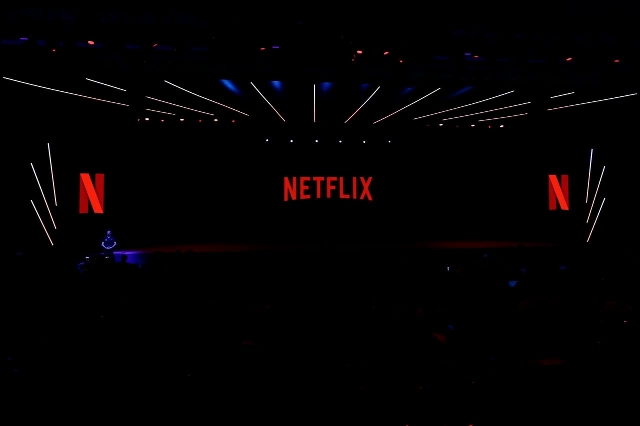 Netflix logo being shown during a keynote about the future of entertainment on the second day of the Mobile World Congress 2023 on February 28, 2023, in Barcelona, Spain. (Photo by Joan Cros/NurPhoto via Getty Images)
