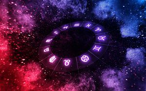 Signos del zodiaco dentro del círculo del horóscopo en el universo.