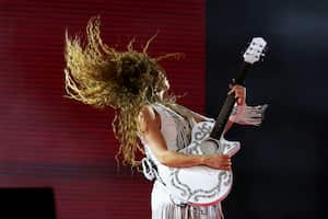 RIO DE JANEIRO, BRAZIL - FEBRUARY 11: Shakira performs onstage during Shakira: Las Mujeres Ya No Lloran World Tour Kick Off - Rio de Janeiro at Estadio Olímpico Nilton Santos on February 11, 2025 in Rio de Janeiro, Brazil. (Photo by Kevin Mazur/Kevin Mazur/Getty Images for Live Nation)