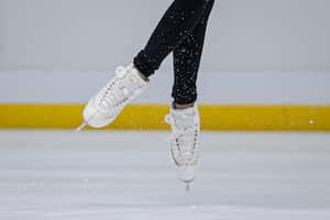 BANGKOK, THAILAND - SEPTEMBER 11: Skates seen on ice during a practice session ahead of the ISU Junior Grand Prix of Figure Skating at IWIS International Training Center on September 11, 2024 in Bangkok, Thailand. (Photo by Annice Lyn - International Skating Union/International Skating Union via Getty Images)