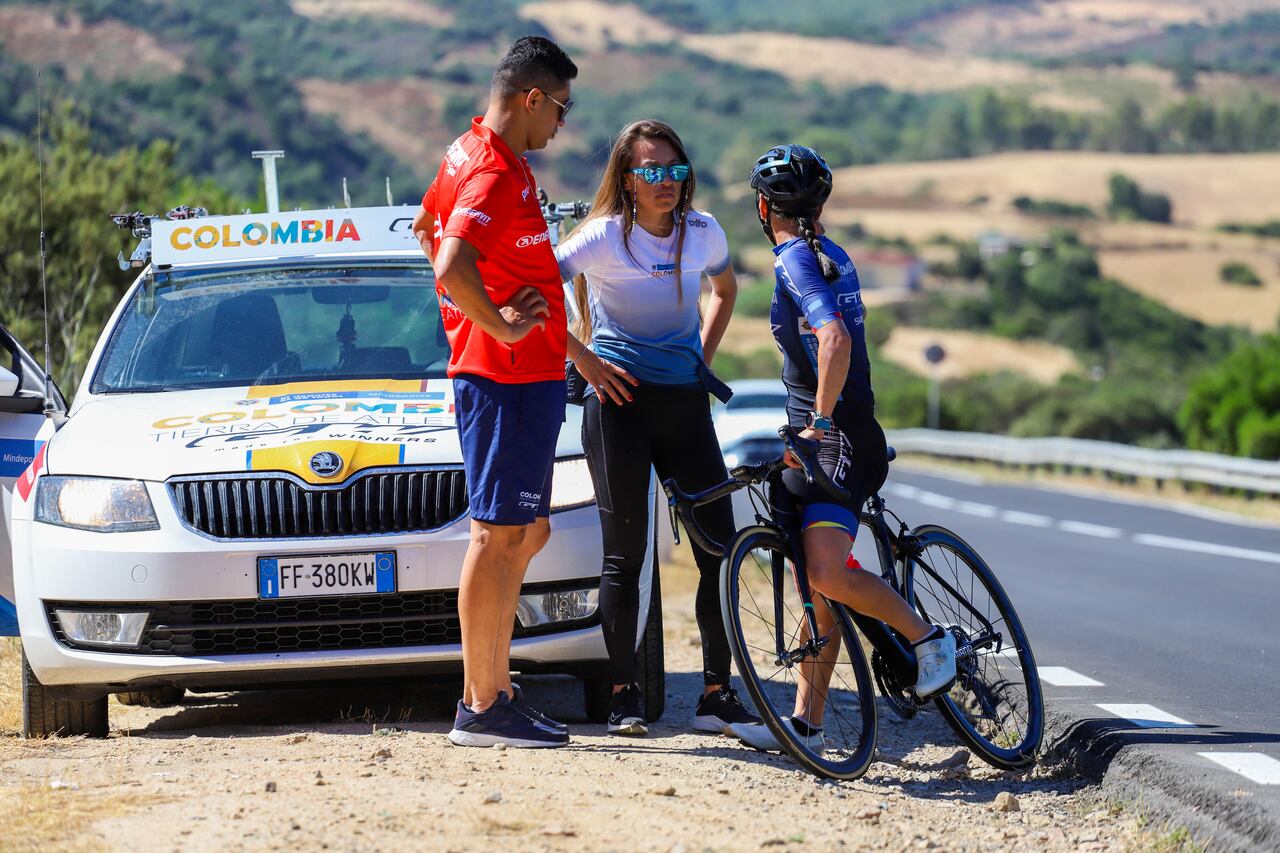 Rocío Parrado en el entrenamiento previo al Giro Donne.