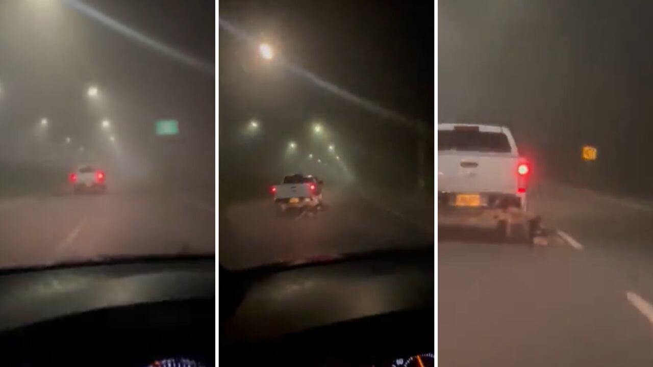 Perrito arrastrado por camioneta