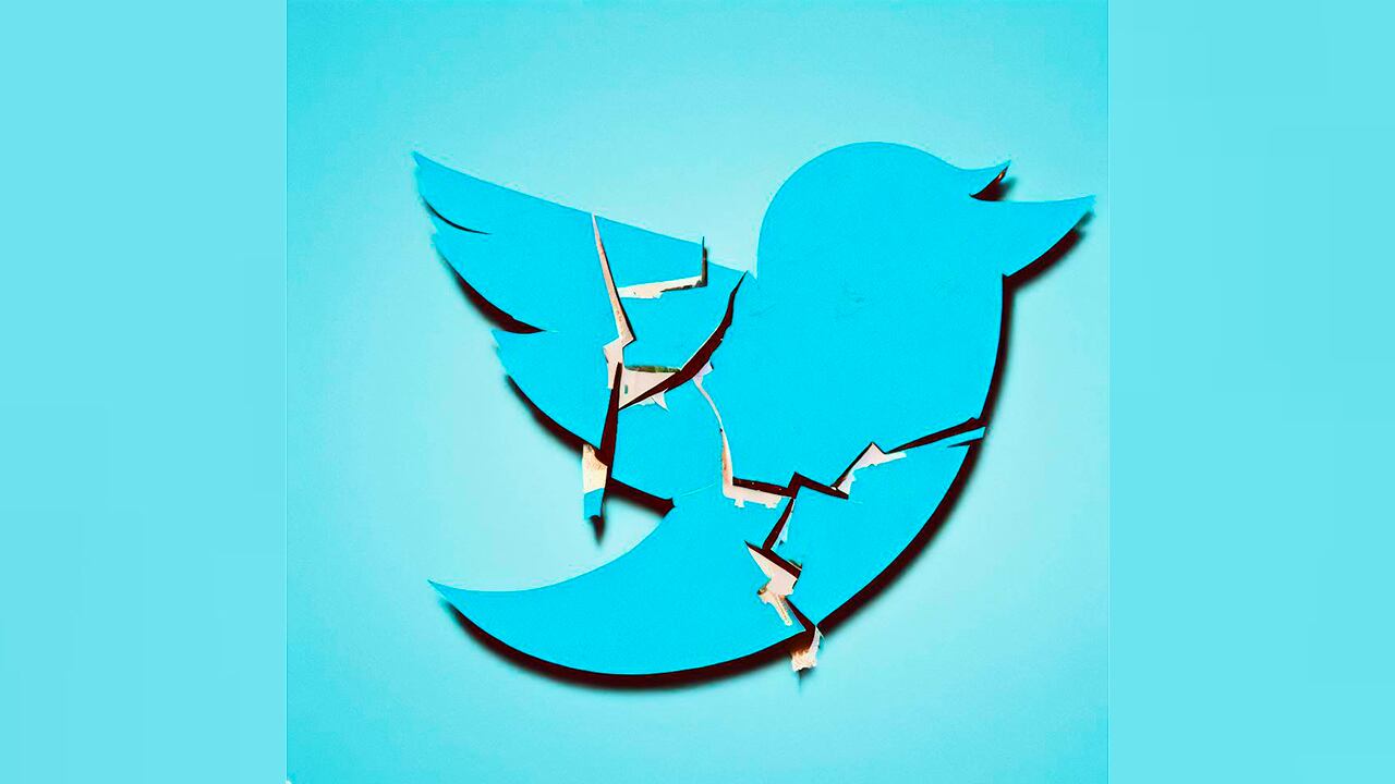 Ilustración del logo de Twitter roto
