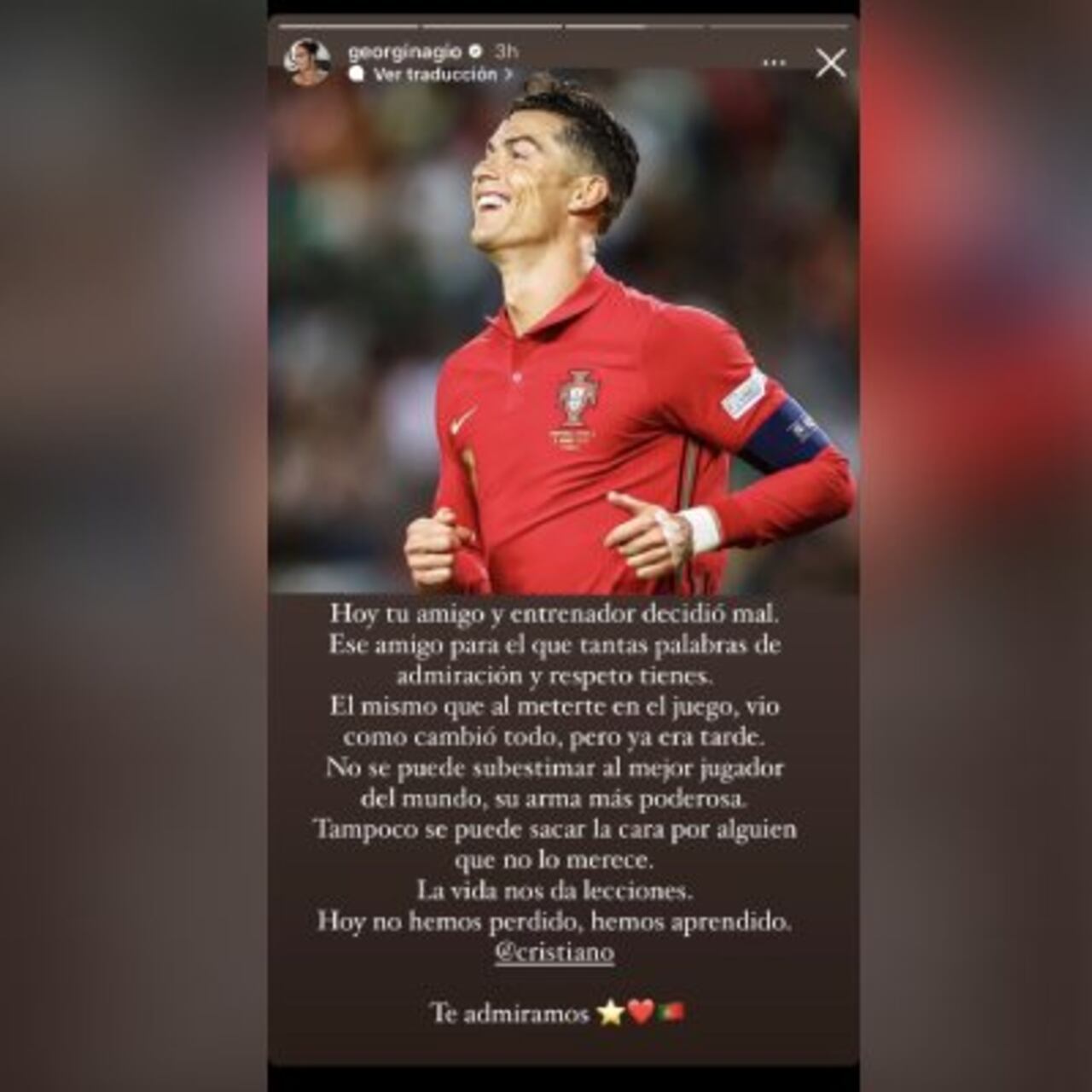 Historia que compartió Georgina Rodríguez en su cuenta de Instagram.