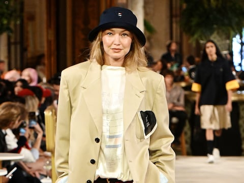 Gigi Hadid walks during SP27 NYFW Tommy Hilfiger at The Plaza Hotel