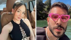 Lina Tejeiro tuvo un efusivo encuentro con Aida Victoria Merlano en la fiesta de celebración por el primer año del restaurante ‘Rancho MX’. Foto: Instagram @juanduque y @linatejeiro.