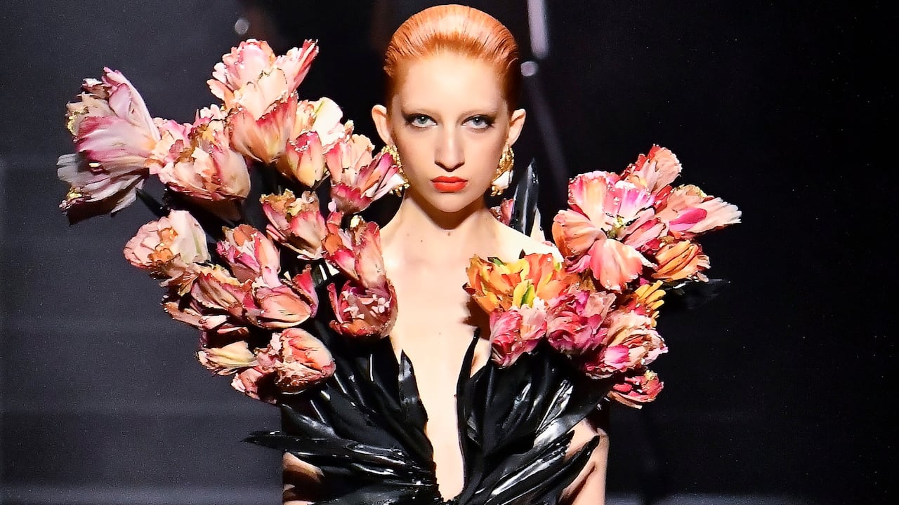 PARIS, FRANCE - JULY 04 : A model walks the runway during the Schiaparelli Haute Couture Fall/Winter 2022-2023 fashion show as part of the Paris Haute Couture Week on July 4, 2022 in Paris, France. (Photo by Victor VIRGILE/Gamma-Rapho via Getty Images)