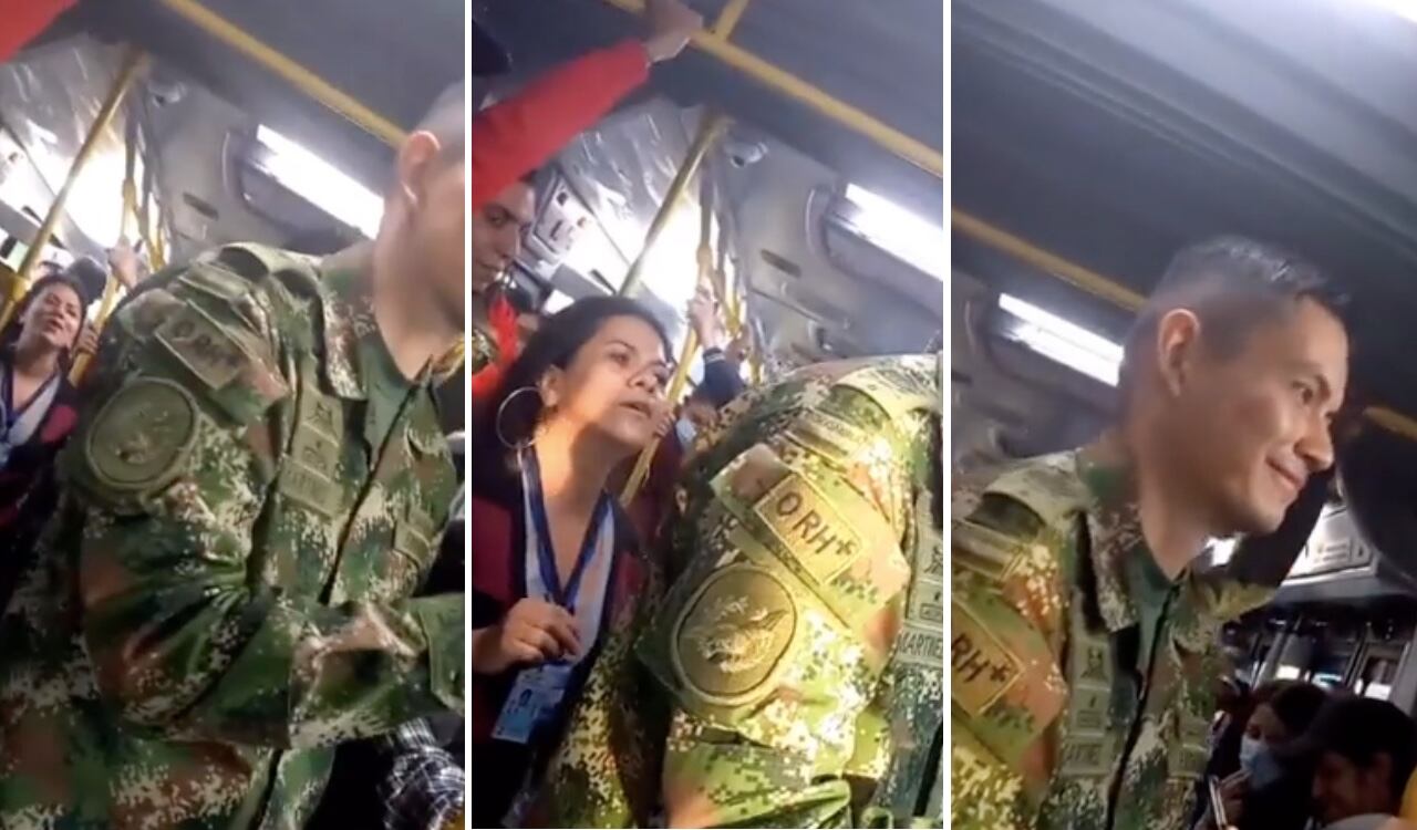 Soldado recibió piropos en Transmilenio