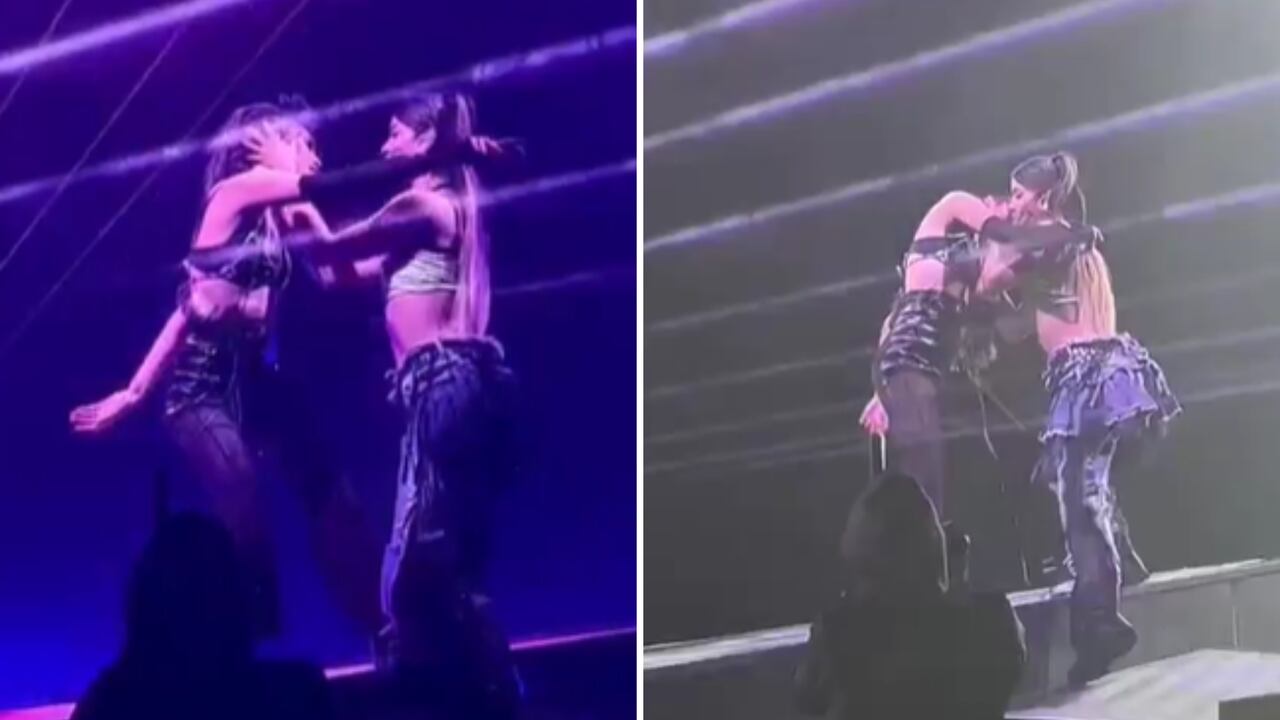 Danna Paola en medio de su concierto besa a su bailarina