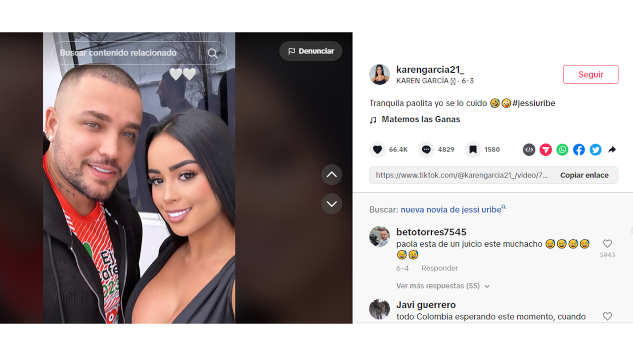 La modelo publicó una foto con Jessi Uribe y ha causado controversia.