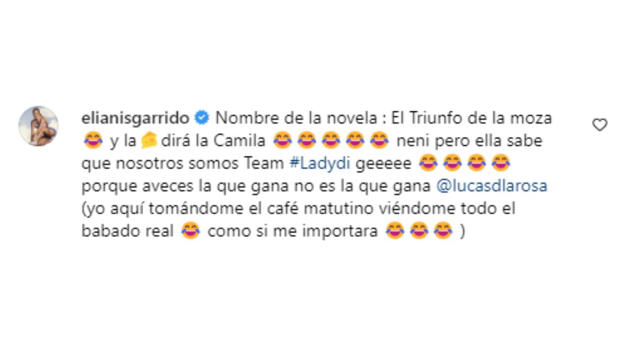 Pantallazo del comentario que hizo Elianis Garrido sobre la reina Camila Parker.