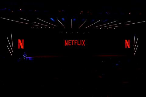 Netflix logo being shown during a keynote about the future of entertainment on the second day of the Mobile World Congress 2023 on February 28, 2023, in Barcelona, Spain. (Photo by Joan Cros/NurPhoto via Getty Images)