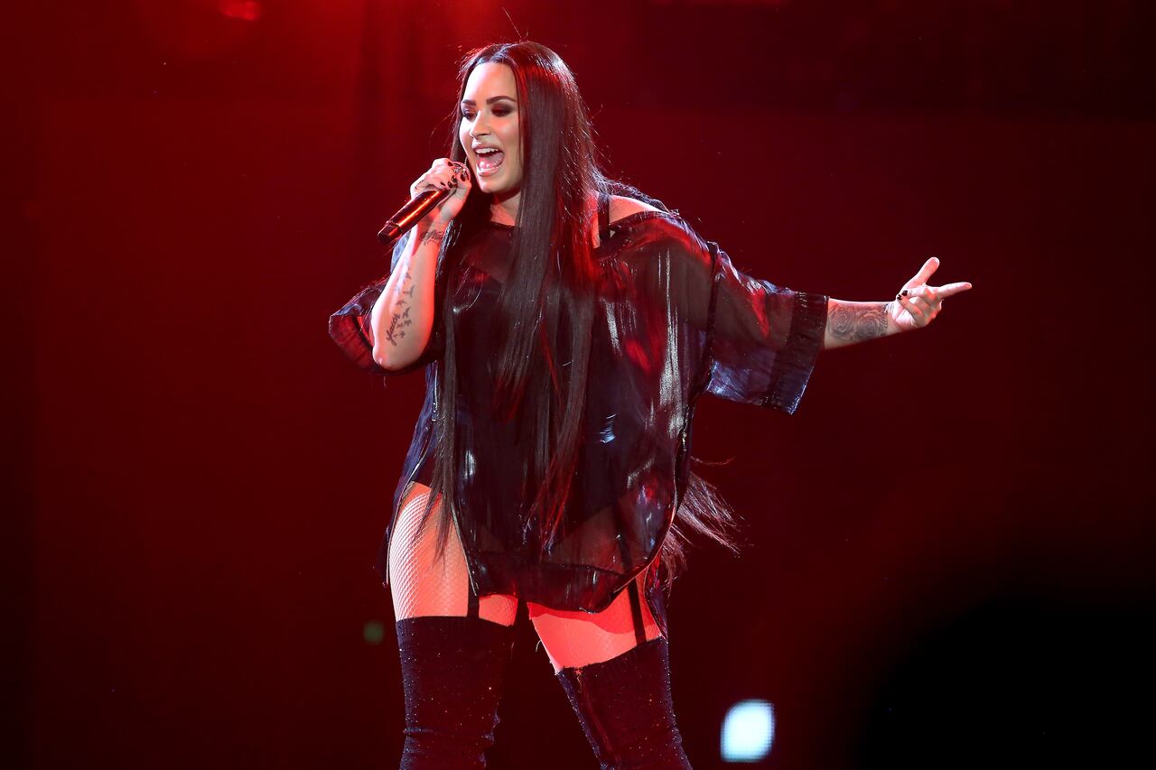 LONDON, ENGLAND - JUNE 25: Demi Lovato performs live on stage at The O2 Arena on June 25, 2018 in London, England. (Photo by Simone Joyner/Getty Images)
