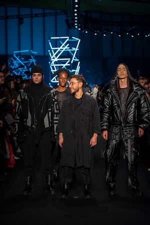 Diseñador Humberto Cubides en la presentación de su colección PAKAL AW de la marca Cubel, durante Bogotá Fashion Week 2021