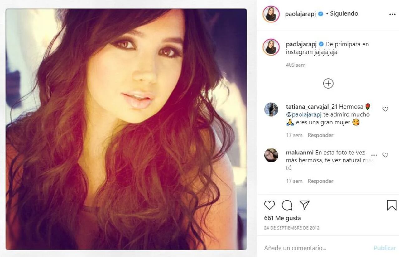 Primera foto de Paola Jara en su cuenta de Instagram