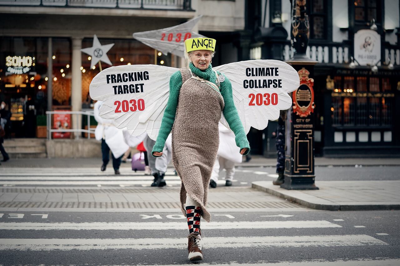 LONDON, ENGLAND - DECEMBER 18: Vivienne Westwood arrives at The Royal Courts of Justice, Strand on December 18, 2018 in London, England. (Photo by Ki Price/Getty Images)