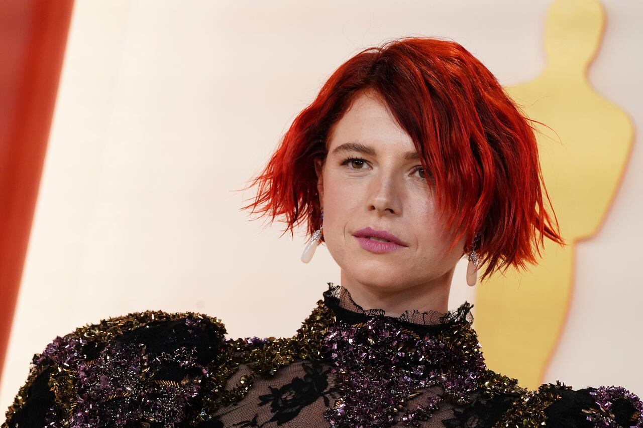 Jessie Buckley arrives at the Oscars on Sunday, March 12, 2023, at the Dolby Theatre in Los Angeles. (Photo by Jordan Strauss/Invision/AP)