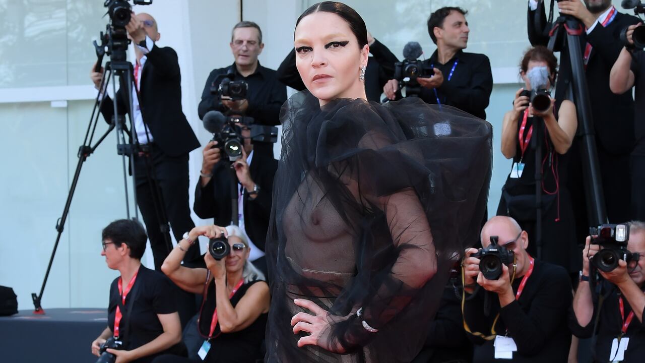 (EDITOR NOTE: Image contains nudity.) Italian model and actress Mariacarla Boscono at the 79 Venice International Film Festival 2022. Opening ceremony, White Noise Red Carpet. Venice (Italy), August 31st, 2022 (Photo by Marilla Sicilia/Archivio Marilla Sicilia/Mondadori Portfolio via Getty Images)