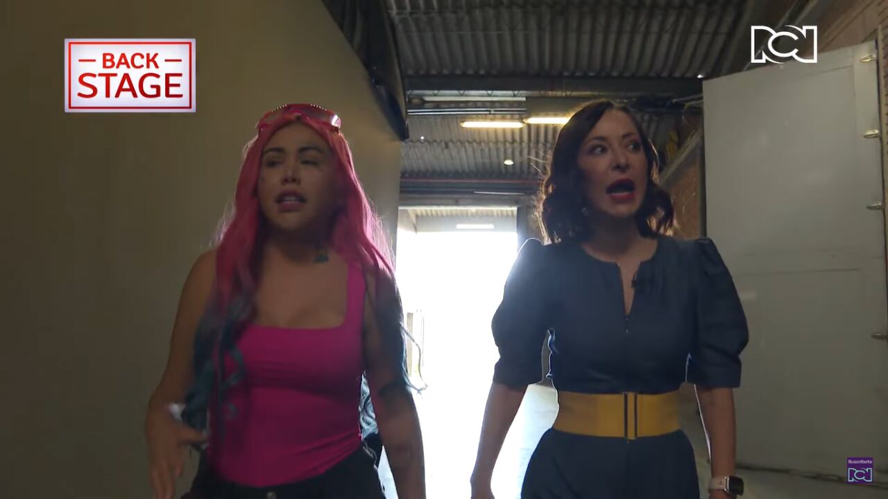 Flavia do Santos habla con Yina Calderón para que vuelva a la grabación.