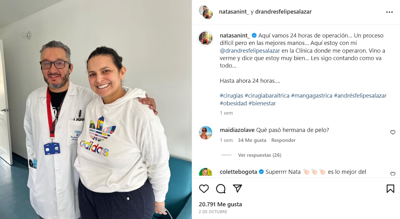 Natalia Sanint de MasterChef, se realizó una cirugía para bajar de peso y los usuarios en redes le mostraron su apoyo.