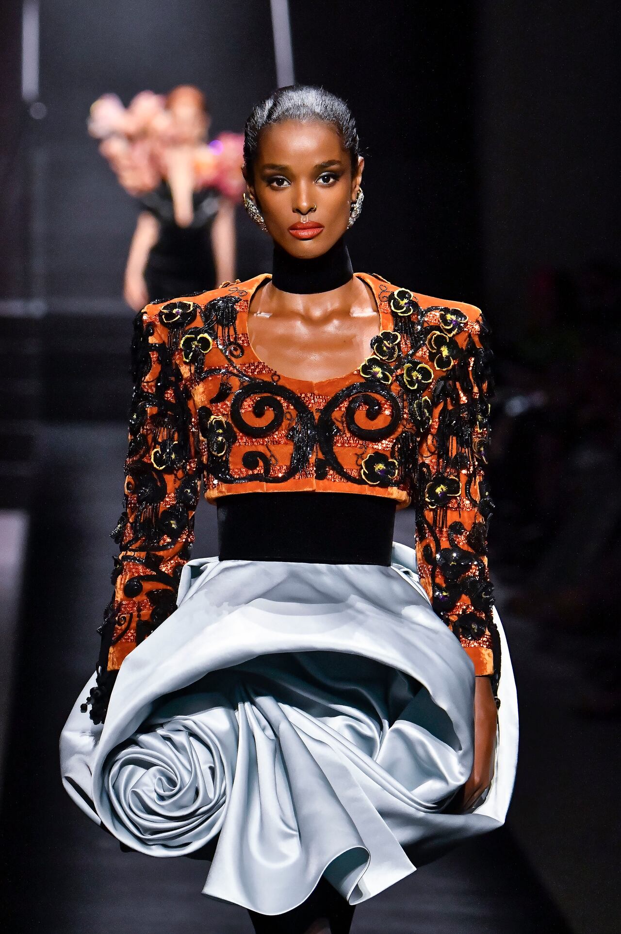 PARIS, FRANCE - JULY 04 : A model walks the runway during the Schiaparelli Haute Couture Fall/Winter 2022-2023 fashion show as part of the Paris Haute Couture Week on July 4, 2022 in Paris, France. (Photo by Victor VIRGILE/Gamma-Rapho via Getty Images)