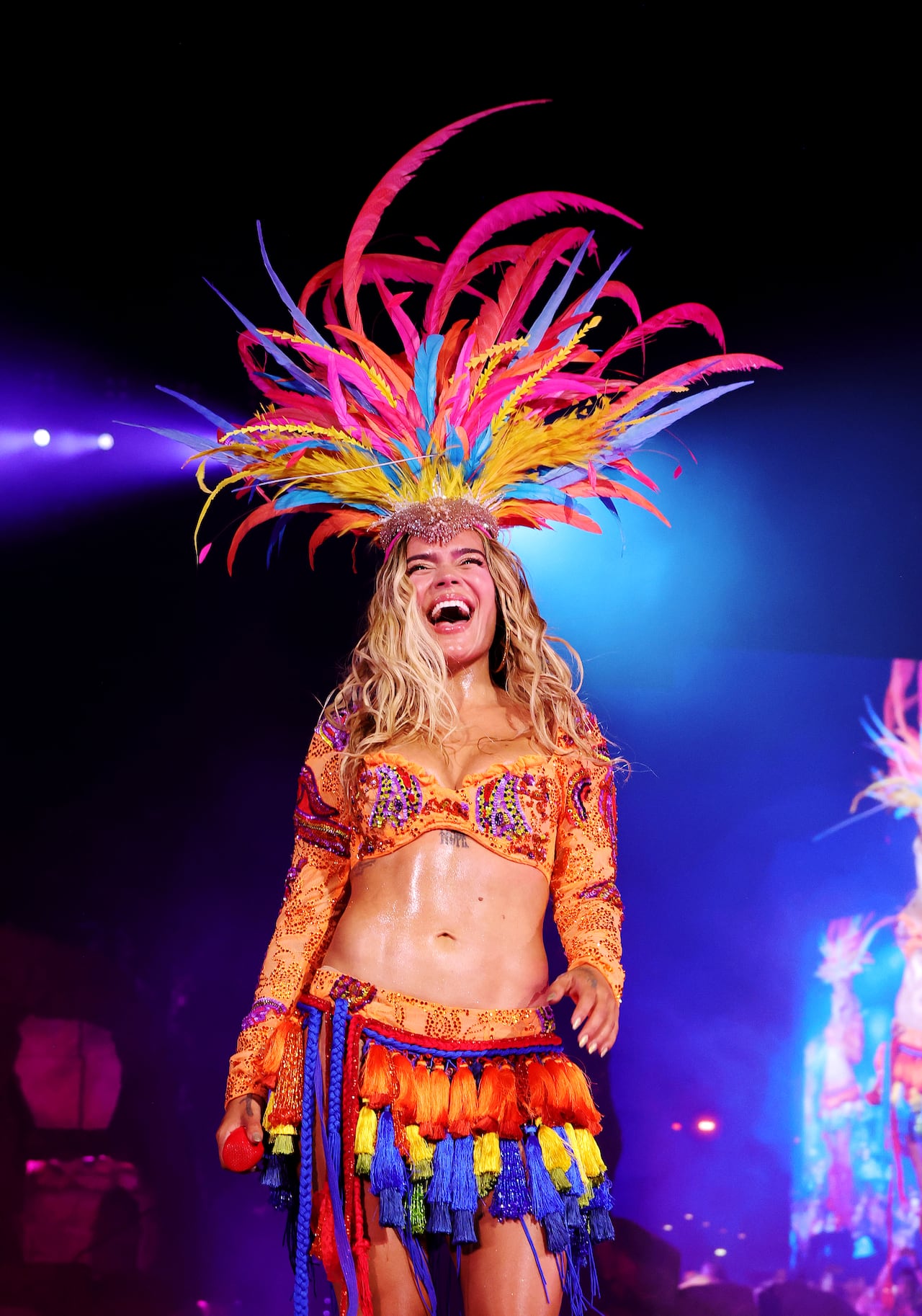 INDIO, CALIFORNIA - APRIL 19: (FOR EDITORIAL USE ONLY) (NOT TO BE LICENSED FOR ANY STANDALONE OR SPECIAL INTEREST BOOK PUBLISHING USE CONCERNING THE COACHELLA MUSIC FESTIVAL AND/OR STAGECOACH MUSIC FESTIVAL) Karol G performs at the Coachella Stage during the 2026 Coachella Valley Music and Arts Festival at Empire Polo Club on April 19, 2026 in Indio, California. (Photo by Kevin Mazur/Getty Images for Coachella)