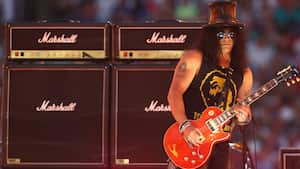 Slash plays before the Rabbitohs and Bulldogs game in the NRL Grand Final at ANZ Stadium 2014. Sydney, Australia. Sunday 5th October 2014. (Photo: Steve Christo) (Photo by Steve  Christo/Corbis via Getty Images)