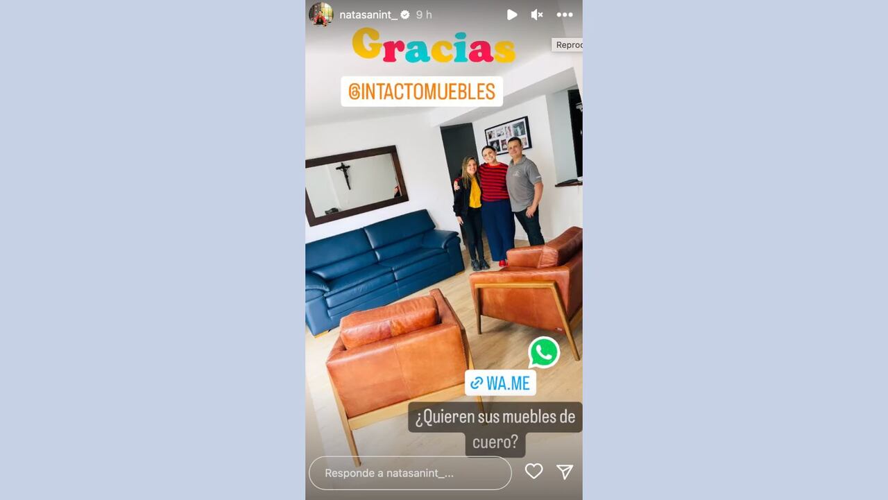 Natalia Sanint muestra con orgullo la remodelación de sus muebles
Foto: Historias Instagram Nataia Sanint