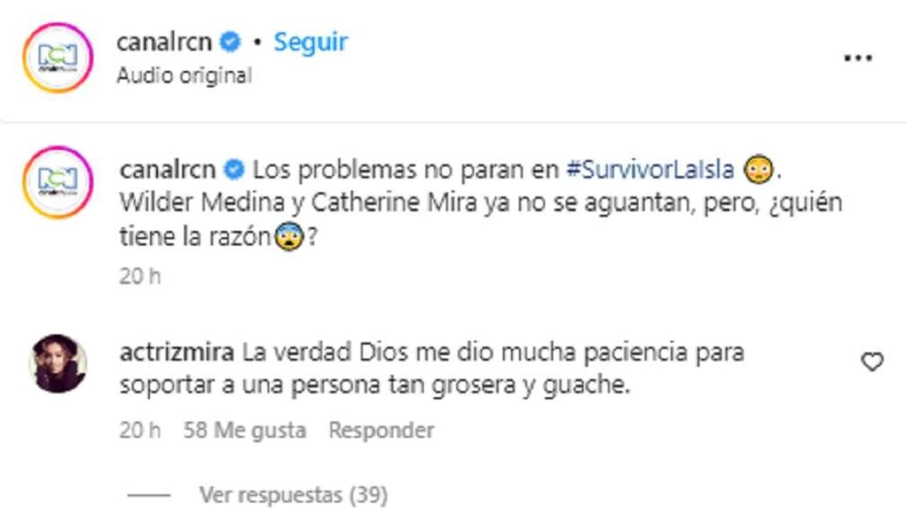 Comentario ácido de Catherine Mira en contra de Wilder Medina tras salir de 'La isla de los famosos'