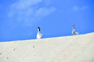ARLES, FRANCE - JUNE 27: Models walk the runway during the "Le Papier (The Paper)" Jacquemus' Fashion Show on June 27, 2022 in Arles, France. (Photo by Dominique Charriau/WireImage)