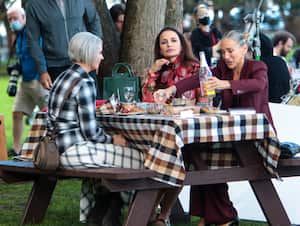 Elenco de "Sex and the city" grabando una escena en New York.