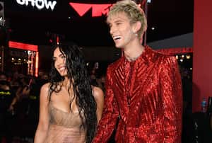NEW YORK, NEW YORK - SEPTEMBER 12: (L-R) Megan Fox and Machine Gun Kelly attend the 2021 MTV Video Music Awards at Barclays Center on September 12, 2021 in the Brooklyn borough of New York City. (Photo by Kevin Mazur/MTV VMAs 2021/Getty Images for MTV/ ViacomCBS)