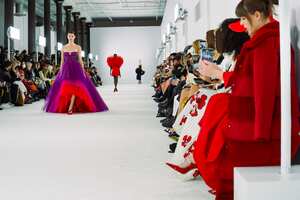 NEW YORK, NEW YORK - FEBRUARY 14: A model walks the Carolina Herrera F/W 22 Runway Show during New York Fashion Week on February 14, 2022 in New York City. (Photo by Sean Zanni/Patrick McMullan via Getty Images)
