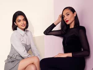 ANAHEIM, CALIFORNIA - SEPTEMBER 09: (L-R) Rachel Zegler and Gal Gadot pose at the IMDb Official Portrait Studio during D23 2022 at Anaheim Convention Center on September 09, 2022 in Anaheim, California. (Photo by Corey Nickols/Getty Images for IMDb)