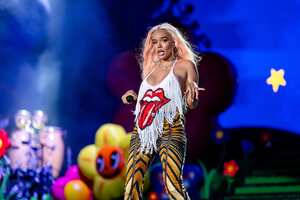 CHICAGO, ILLINOIS - AUGUST 03: Karol G performs during Lollapalooza at Grant Park on August 03, 2023 in Chicago, Illinois. (Photo by Josh Brasted/FilmMagic)