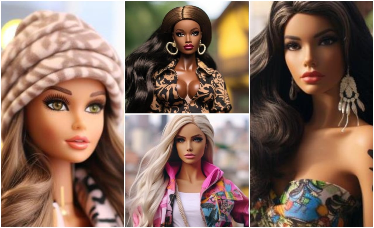 Ilustración creada con una inteligencia artificial sobre las Barbies de cada ciudad de Colombia @Cosmilandia.